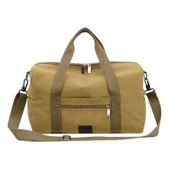 LLaviD Reisetaschen Reisetasche Mit Großer Kapazität Casual Canvas Umhängetasche Ausflug Gepäck Herren Retro Einfache Handtasche-Großer Khaki von LLaviD