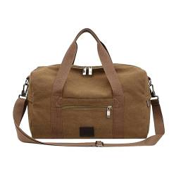 LLaviD Reisetaschen Reisetasche Mit Großer Kapazität Casual Canvas Umhängetasche Ausflug Gepäck Herren Retro Einfache Handtasche-Großes Braun von LLaviD