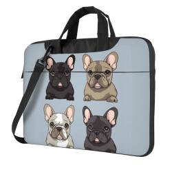 Laptoptasche für Damen und Herren, französische Bulldogge, Laptop-Umhängetasche, Laptop-Aktentasche, Laptop-Tragetasche, Schwarz , 15.6 inch von LLaviD