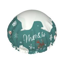 Weihnachten Eisbär Duschhaube Doppelschichten Wasserdicht Bad Dusche Hut Wiederverwendbare Elastische Haarhaube für Frauen Damen Herren von LLaviD