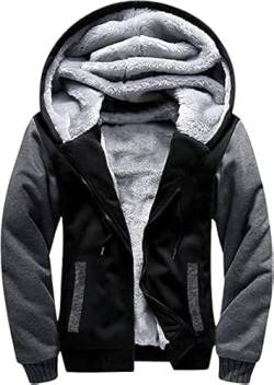 LLdress Hoodie Herren Fleece Kapuzenpullover Langarm Winterjacke Warm mit Zipper Sweatjacke Outdoor Kapuzenjacke Winter Schwarz von LLdress