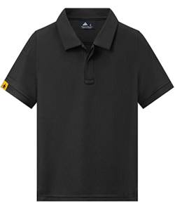 LLdress Jungen Poloshirt Kurzarm Classic Kinder Polo Shirt Active Funktions Poloshirts Sommer Junior Polohemd(M-Schwarz) von LLdress