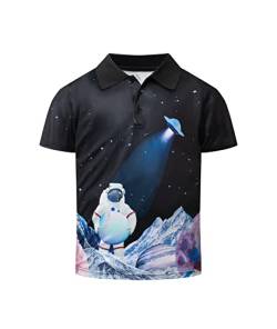 LLdress Polo Shirt Jungen Kurzarm Classic Polohemd Atmungsaktives Tshirts Sommer Schnelltrocknend Poloshirt für Kinder(Astronaut-L) von LLdress