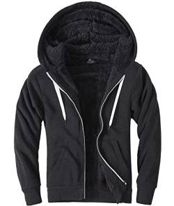 LLdress Sweatjacke Herren mit Kapuze Winter Warm Gefüttert Winterjacke Männer Fleece Reißverschluss Grau XL von LLdress