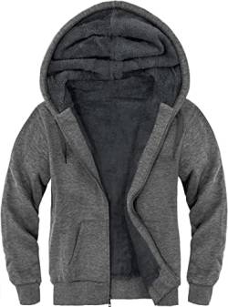 LLdress Sweatjacke Herren mit Kapuze Winter warm gefüttert Winterjacke Männer Fleece reißverschluss Grau von LLdress