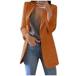 LLonGao Blazer Blaser Jacke Damen Cardigan Damen Lang Winter Mantel Damen Frau Strickjacke Damen Warm Damen Mantel Hemd Jacke Damen Blazer Kariert Damen (Orange, M) von LLonGao