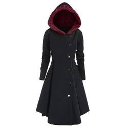 LLonGao Damen Wintermantel Trenchcoat Damen Lang Regenjacke Damen Leicht Strickjacke Damen Lang Mit Kapuze Teddy Mantel Damen Dirndl Jacke Leichte Jacke Damen KostüMe & Blazer FüR Damen (Schwarz, L) von LLonGao