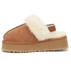 LMAHAP Winter Plüsch Baumwolle Hausschuhe Frauen Flats Schuhe Mode Plattform Casual Home Wildleder Warm Slingback Flip Flops von LMAHAP