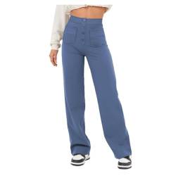 LMLXYZ Gerade Hose für Frauen mit hoher Taille, lässige Arbeit für Frauen, weiche Hose für Frauen aus hochelastischem Stoff (Blue,2XL) von LMLXYZ