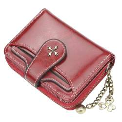 LMLXYZ Portemonnaie Frauen Brieftaschen Mode Kurzpu Leather Kartenhalterin Weibliche Reißverschlusstasche-Rot von LMLXYZ