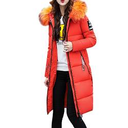 Jacke Parka Kapuzenjacke Damen Mantel Wintermantel Warmeparka Steppmantel Kapuze Strickjacke Outwear Parka LMMVP (XL, Orange) von LMMVP-Damen Mantel