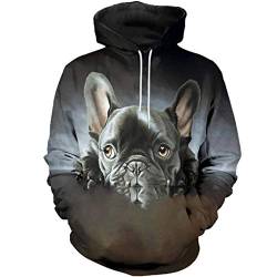 Französische Bulldogge 3D Full Printed Hoodies Männer/Frauen Harajuku Hooded Sweatshirt Herbst Casual Hoodie Gr. XL, Hoodies von LMSPRINTSJ