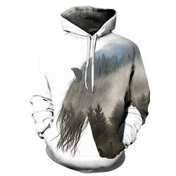 LMSPRINTSJ Pferd bedrucktes Sweatshirt Herren Damen 3D Pullover Hoodies Herbst Langarm, Afkh1803asian Gr., XXXXX-Large von LMSPRINTSJ