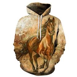 LMSPRINTSJ Pferd bedrucktes Sweatshirt Herren Damen 3D Pullover Hoodies Herbst Langarm, Afkh1807asian Gr., XXXL von LMSPRINTSJ