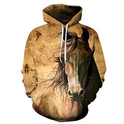 LMSPRINTSJ Pferd bedrucktes Sweatshirt Herren Damen 3D Pullover Hoodies Herbst Langarm, Afkh1810asian Gr., XXXXX-Large von LMSPRINTSJ