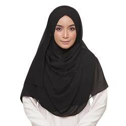 LMVERNA Einfarbig Blase Chiffon Schal für Frauen Mode Weiche Hijab Lange Schal Wrap Schals, Schwarz, Medium von LMVERNA