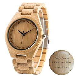 LMWOOD Bambus Holz Uhr für Männer, personalisierte Uhr, gravierte Uhr, Geburtstagsgeschenk für Mann Freund, Geschenk für den Bräutigam von LMWOOD