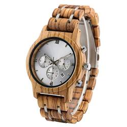 LMWOOD Herren-Armbanduhr mit Gravur Natur-Holz Kalender Holzuhr Persönliche Geschenke Geschenke zum Jahrestag für Männer, 45mm von LMWOOD