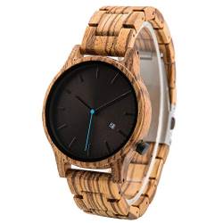 LMWOOD Herrenuhr mit Gravur Persönliche Armbanduhr für Männer Zebra Hölzerne Uhr Eschenke zum Jahrestag Geburtstag Geschenke von LMWOOD