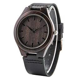 LMWOOD Holz Armbanduhr Herren mit Gravur - Personalisierte Uhr Herren-Analoguhr aus Holz mit Lederband von LMWOOD