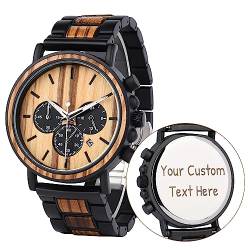 LMWOOD Holz Uhr Graviert Benutzerdefinierte Holz Armbanduhr, Jubiläumsgeschenk für Ehemann, Personalisierte Geburtstagsgeschenk von LMWOOD