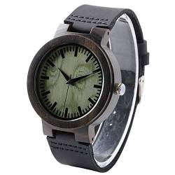 LMWOOD Unisex Uhr Aus Holz Analog Japanisches Quarzwerk Lederband, Persönliche Geschenke für Männer Herrenuhr mit Gravur, Armbanduhr Herren mit Gravur von LMWOOD