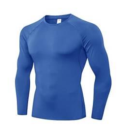 LNJLVI Herren Langarm Kompressionshemden Sport T-Shirt Funktions Atmungsaktiv Tops für Männer (Blau,M) von LNJLVI
