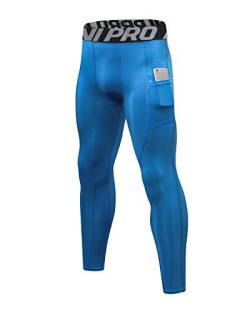 LNJLVI Kompressionshosen Herren Workout Sport-Leggings Atmungsaktiv Fitness Strumpfhosen Lange Running-Hosen(Blau,XL) von LNJLVI