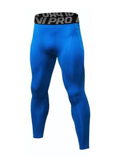 LNJLVI Kompressionshosen Herren Workout Sport-Leggings Atmungsaktiv Fitness Strumpfhosen Lange Running-Hosen(Blau-A,XL) von LNJLVI