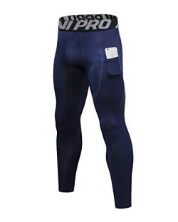 LNJLVI Kompressionshosen Herren Workout Sport-Leggings Atmungsaktiv Fitness Strumpfhosen Lange Running-Hosen(Navy,XXL) von LNJLVI