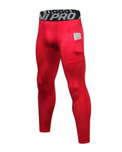 LNJLVI Kompressionshosen Herren Workout Sport-Leggings Atmungsaktiv Fitness Strumpfhosen Lange Running-Hosen(Rot,L) von LNJLVI