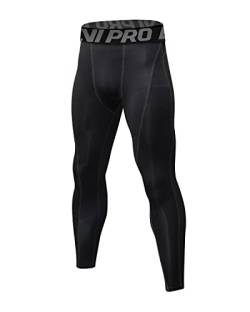 LNJLVI Kompressionshosen Herren Workout Sport-Leggings Atmungsaktiv Fitness Strumpfhosen Lange Running-Hosen(Running/Schwarze Grau Linie,L) von LNJLVI