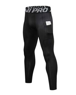 LNJLVI Kompressionshosen Herren Workout Sport-Leggings Atmungsaktiv Fitness Strumpfhosen Lange Running-Hosen(Schwarz,M) von LNJLVI