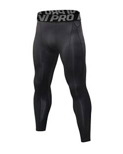 LNJLVI Kompressionshosen Herren Workout Sport-Leggings Atmungsaktiv Fitness Strumpfhosen Lange Running-Hosen(Schwarz-A,XL) von LNJLVI