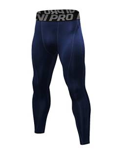 LNJLVI Kompressionshosen Herren Workout Sport-Leggings Atmungsaktiv Fitness Strumpfhosen Lange Running-Hosen(dunkelblau,L) von LNJLVI