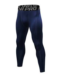 LNJLVI Kompressionshosen Herren Workout Sport-Leggings Atmungsaktiv Fitness Strumpfhosen Lange Running-Hosen(dunkelblau,XL) von LNJLVI