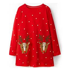 Kleinkind Baby Mädchen Weihnachten Kleid Tunika Kleider Weihnachten Hirsch Gestreifte Langarm Basic Kleid Active Shirt 2Jahre von LNL