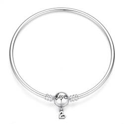 LNQOBU Damen Armband Silber 925 Schlangen Schmetterling Armband mit Funkelnden Herz Verschluss Charms (Mit Einem Spacer Perlen) von LNQOBU