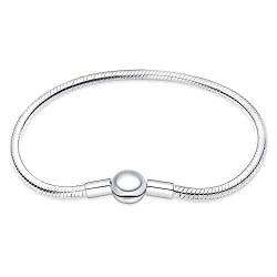 LNQOBU Damen Armband Silber 925 Schlangen Schmetterling Armband mit Funkelnden Herz Verschluss Charms (Mit Einem Spacer Perlen) von LNQOBU