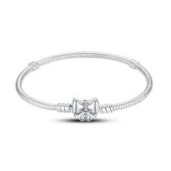 LNQOBU Damen Armband Silber 925 Schlangen Schmetterling Armband mit Funkelnden Herz Verschluss Charms (Mit Einem Spacer Perlen) von LNQOBU