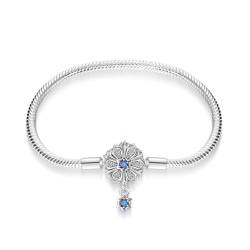 LNQOBU Damen Armband Silber 925 Schlangen Schmetterling Armband mit Funkelnden Herz Verschluss Charms (Mit Einem Spacer Perlen) von LNQOBU
