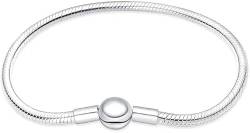 LNQOBU Damen Armband Silber 925 Schlangen Schmetterling Armband mit Funkelnden Herz Verschluss Charms (Mit Einem Spacer Perlen) von LNQOBU