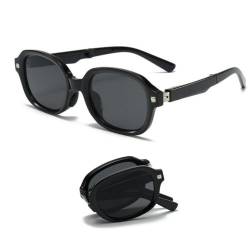 LNTICB® Polarisierte Sonnenbrille für Damen und Herren, faltbar, UV400-Schutz, modisch, klassisch, rechteckig, für Reisen, Schwarz von LNTICB
