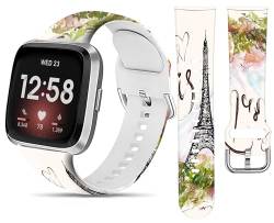 LNZLKING Sportarmband, kompatibel mit Versa 4/Versa 3/Sense 2/Sense für Damen und Herren, elastisches Ersatzarmband für Versa 4/Versa 3/Sense 2 Smartwatch (Aquarell, Paris Eiffelturm) von LNZLKING