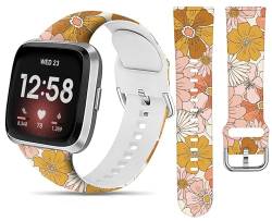 LNZLKING Sportarmband, kompatibel mit Versa 4/Versa 3/Sense 2/Sense für Damen und Herren, elastisches Ersatzarmband für Versa 4/Versa 3/Sense 2 Smartwatch (Vintage-Boho-Blume) von LNZLKING