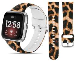 LNZLKING Sportarmband, kompatibel mit Versa 4/Versa 3/Sense 2/Sense für Damen und Herren, elastisches Ersatzarmband für Versa 4/Versa 3/Sense 2 Smartwatch (modischer Wildtier-Leopard) von LNZLKING