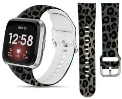 LNZLKING Sportarmband, kompatibel mit Versa 4/Versa 3/Sense 2/Sense für Damen und Herren, elastisches Ersatzarmband für Versa 4/Versa 3/Sense 2 Smartwatch (schwarzer Leopardenfell) von LNZLKING