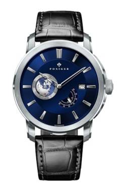 LOBINNI Herren-Armbanduhr, Edelstahl, automatisch, mechanisch, wasserdicht, modisch, luxuriöses Lederband, Blau - Leder von LOBINNI