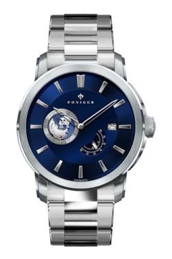 LOBINNI Herren-Armbanduhr, Edelstahl, automatisch, mechanisch, wasserdicht, modisch, luxuriöses Lederband, Blau: Stahl von LOBINNI