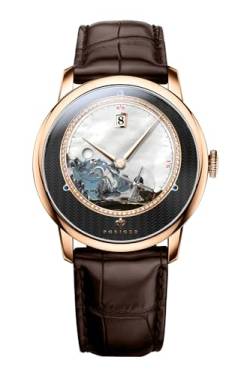 LOBINNI Herren-Armbanduhr, automatisch, mechanisch, modisch, luxuriös, wasserdicht, Lederarmband/Edelstahl, Gold-Schwarz-Braun von LOBINNI